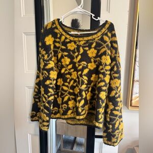Willow & Clay Anthropologie Saffron Delilah Floral Sweater Sz L